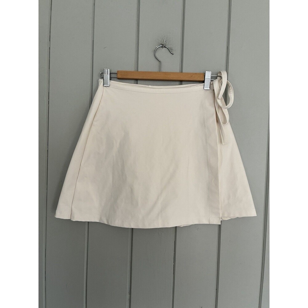 Girlfriend Collective Wrap Skort M Medium Athletic Mini Skirt Side Tie Ivory